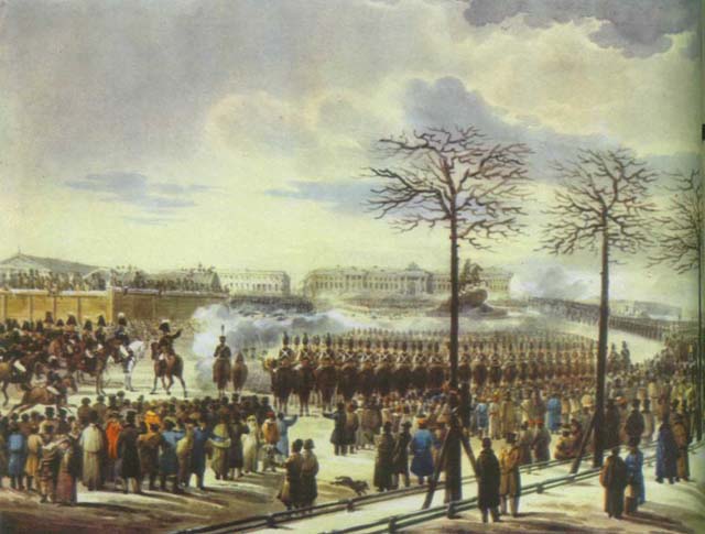 «Восстание 14 декабря 1825 г. на Сенатской площади», К. И. Кольман, 1830-е гг.